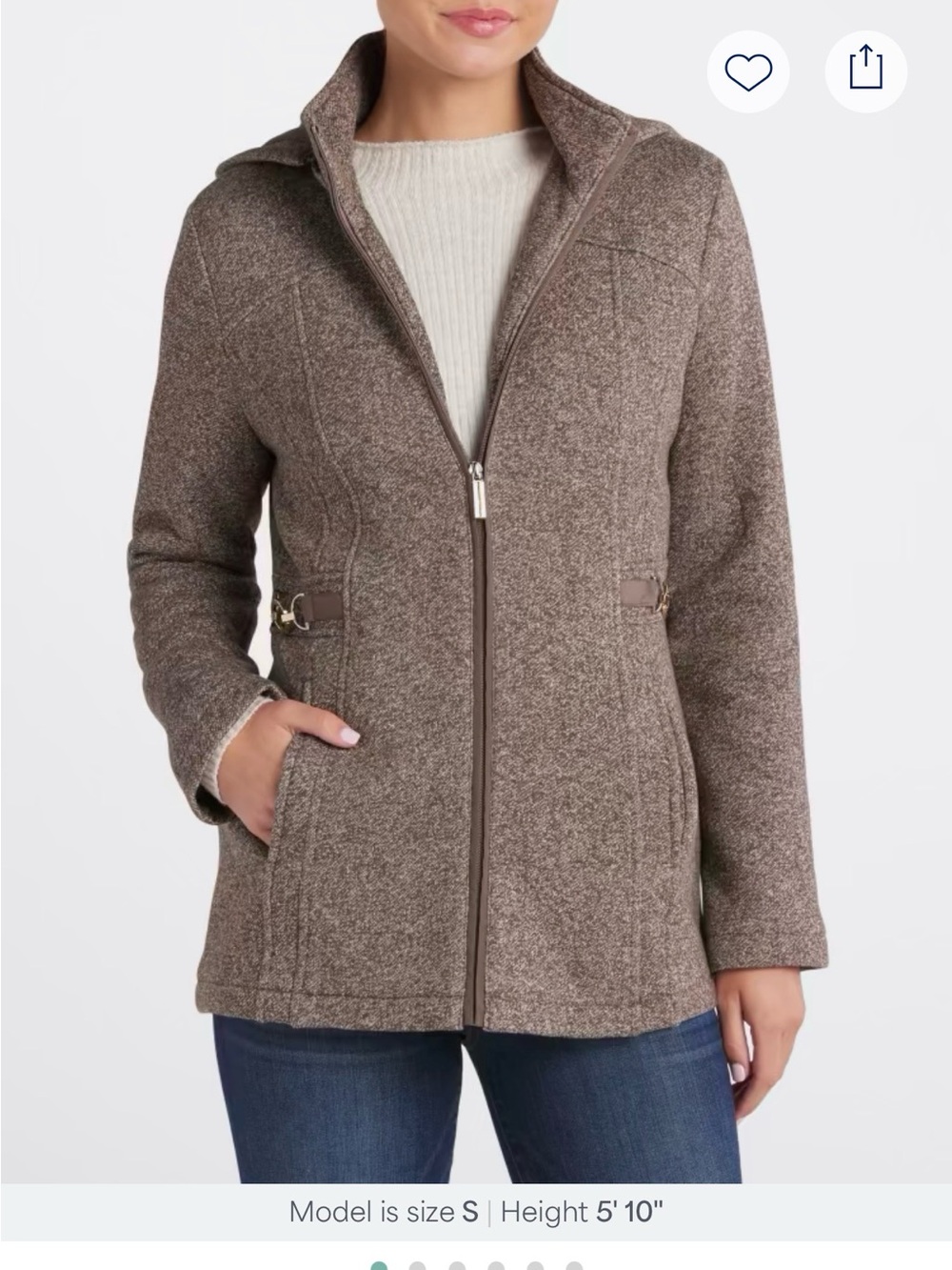 Liverpool Jeans Company Women's Taupe Fashion Fleece Hooded Jacket. NWOT